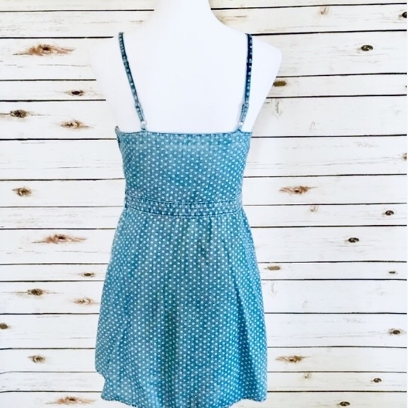 Mossimo Chambray Denim Polka Dot Mini Dress Sz Med - Picture 9 of 11